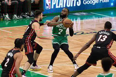Jaylen Brown in action against Miami Heat