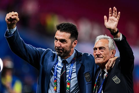 Gabriele Gravina with Gianluigi Buffon