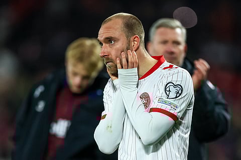 Christian Eriksen reacts after missing out on FIFA World Cup qualification
