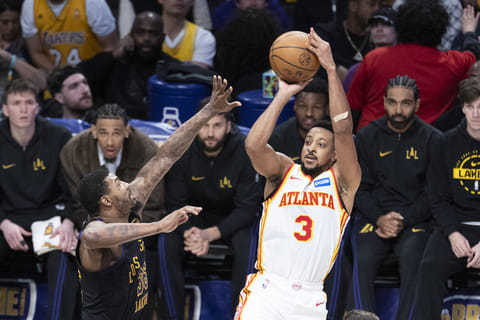 CJ McCollum of Atlanta Hawks with the ball