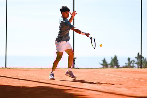 Carlos Alcaraz during training session at Monte Carlo
