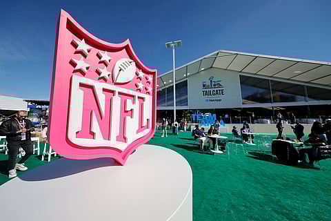 NFL logo on displayer during Super Bowl LX