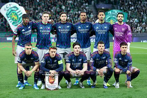 Arsenal players pose for a team photo