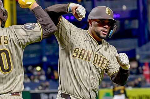 San Diego Padres' shortstop Xander Bogaerts celebrates