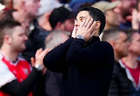 Mikel Arteta reacts after Arsenal's defeat on Saturday
