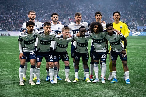 Vancouver Whitecaps players lined up for a team photo