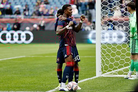 Alhassan Yusuf celebrates his goal for New England Revolution