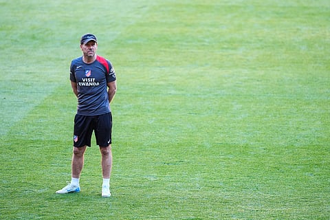Diego Simeone during training session ahead of Copa del Rey final
