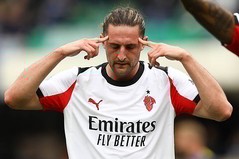 Adrien Rabiot celebrates after scoring the match-winning goal