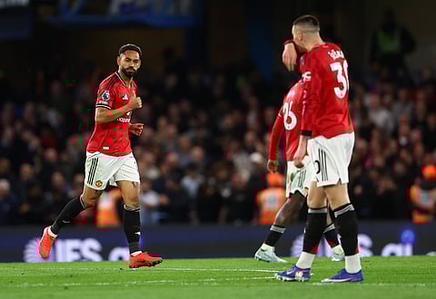 Matheus Cunha celebrates after scoring against Chelsea