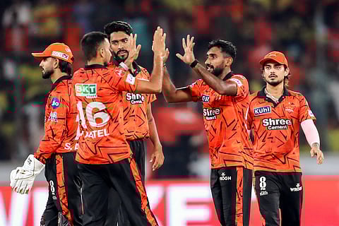 Eshan Malinga celebrates the wicket of Matthew Short