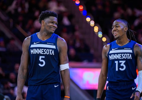 Ayo Dosunmu and Anthony Edwards of Minnesota Timberwolves