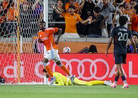 Ibrahim Aliyu celebrates his goal against San Diego FC