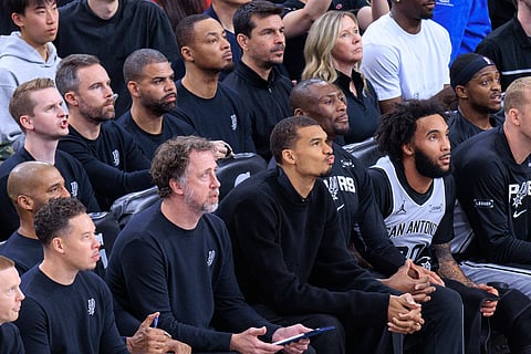 Victor Wembanyama on the bench for San Antonio Spurs