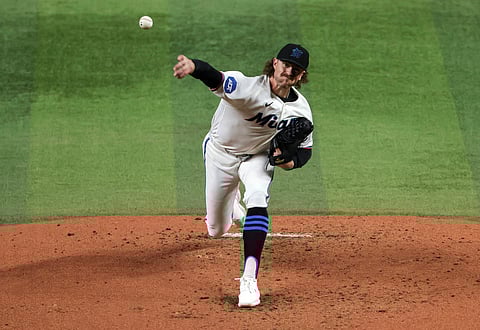 Miami Marlins pitcher Chirs Paddack in action