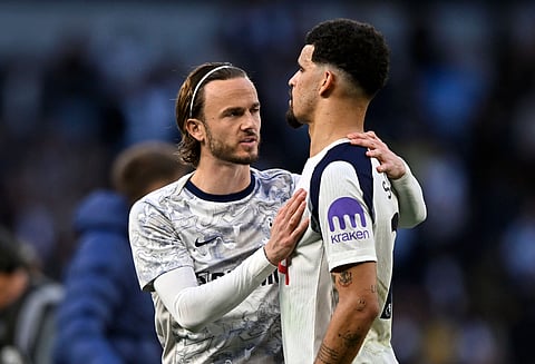 James Maddison and Dominic Solanke of Tottenham Hotspur