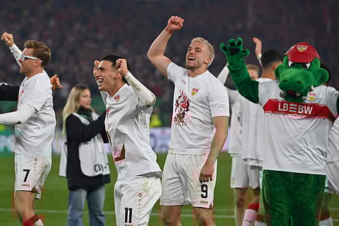 VfB Stuttgart players celebrate their win