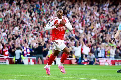 Eberechi Eze celebrates his goal against Newcastle United