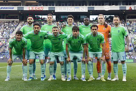 Seattle Sounders team pose for a photo