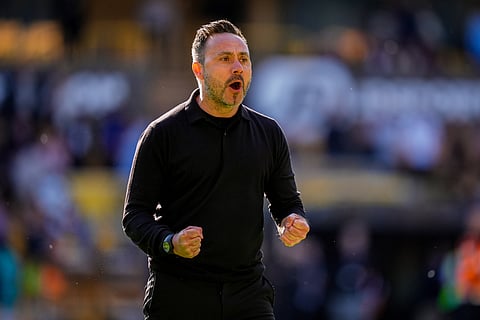 Roberto De Zerbi celebrates after win over Wolves