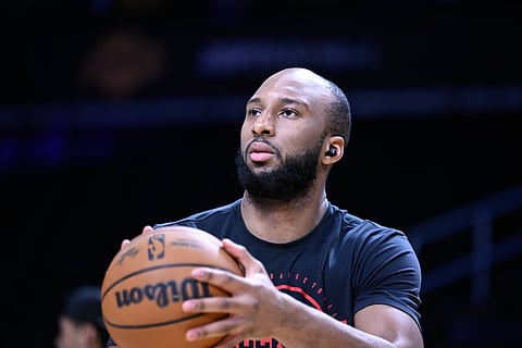 Josh Okogie of Houston Rockets during warmups