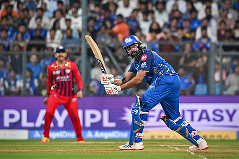 Rohit Sharma in action against LSG