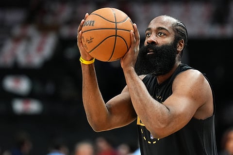 James Harden of Cleveland Cavaliers during warmups