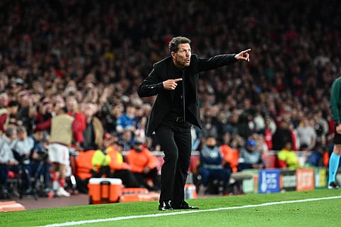 Diego Simeone on the touchline against Arsenal