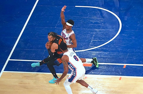 Jalen Brunson in action against New York Knicks