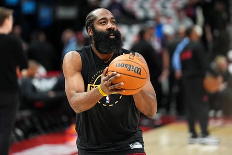 Cleveland Cavaliers' James Harden during warmups