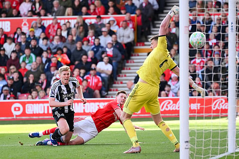 Elliot Anderson scores the late equaliser against Newcastle United