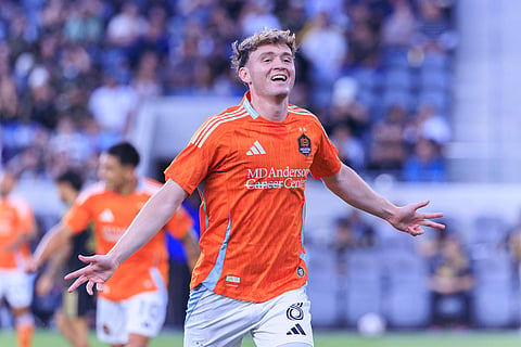 Jack McGlynn celebrates his goal against Los Angeles FC