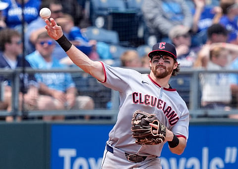 Cleveland Guardians baseman Daniel Schneemann in action