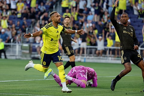 Hany Mukhtar celebrates his goal against Los Angeles FC