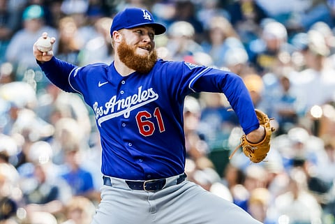 Los Angeles Dodgers pitcher Will Klein in action against Milwaukee Brewers