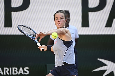 Lois Boisson in action at the French Open