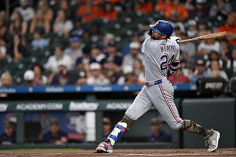 Texas Rangers right hander Brandon Nimmo in action