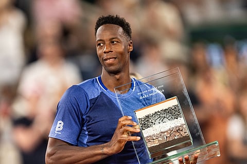 Gael Monfils during his retirement ceremony at the French Open