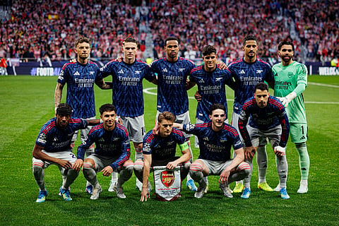 Arsenal players pose for a team photo