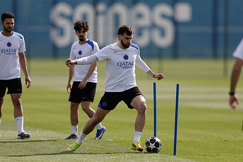 Khvicha Kvaratskhelia during a training session