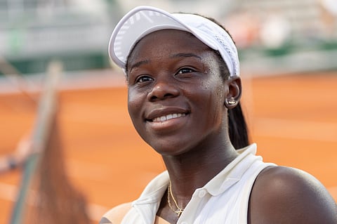 Victoria Mboko in action at the French Open