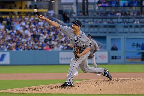 Colorado Rockies pitcher Tomoyuki Sugano