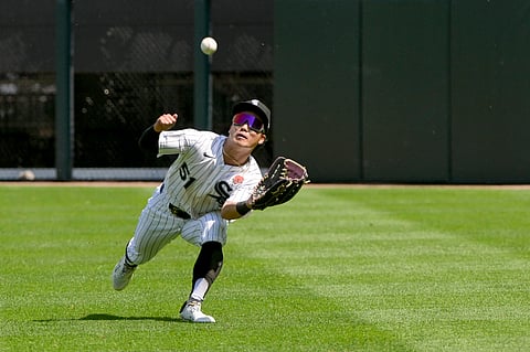 Chicago White Sox right fielder Rikuu Nishida in action