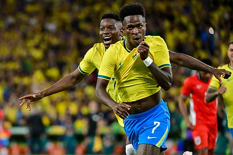 Vinicius Jr. celebrates his goal against Panama