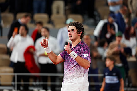 Joao Fonseca celebrates his win over Casper Ruud