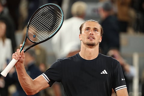 Alexander Zverev celebrates a point against Rafael Jodar