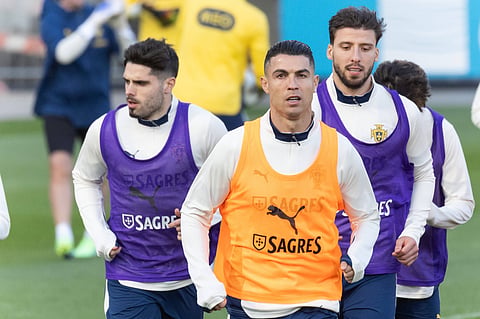 Cristiano Ronaldo during national team training