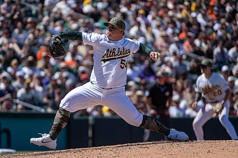 Athletics pitcher Joso Suarez