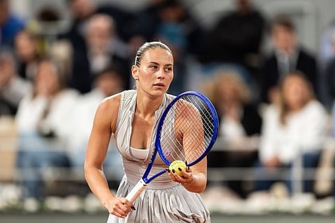 Marta Kostyuk in action at the French Open