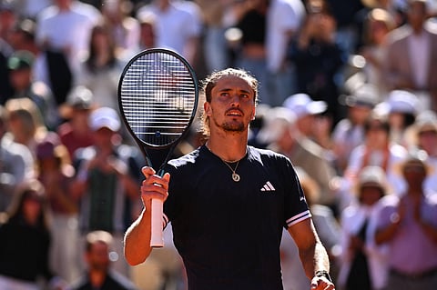 Alexander Zverev celebrates after reaching the French Open Final